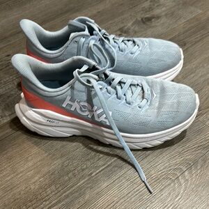 Hoka Blue and Coral Running Shoes